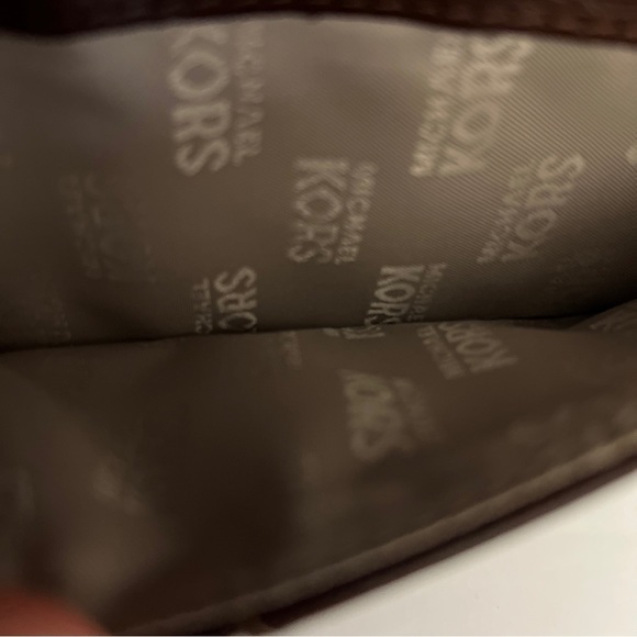 MICHAEL KORS MK Signature Jacquard Canvas with brown leather/ gold studs Wallet - Picture 8 of 16